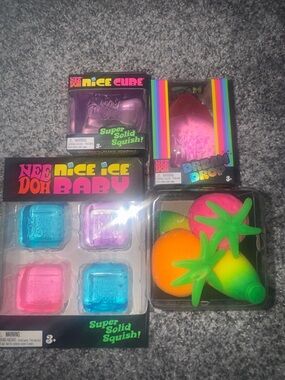 Nee Doh Groovy Fruit, Nice Ice Baby, Nice Cube, Dream Drop Toys Lot Bundle